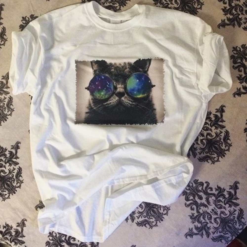 Cat Space Galaxy Glasses Women's T-Shirt